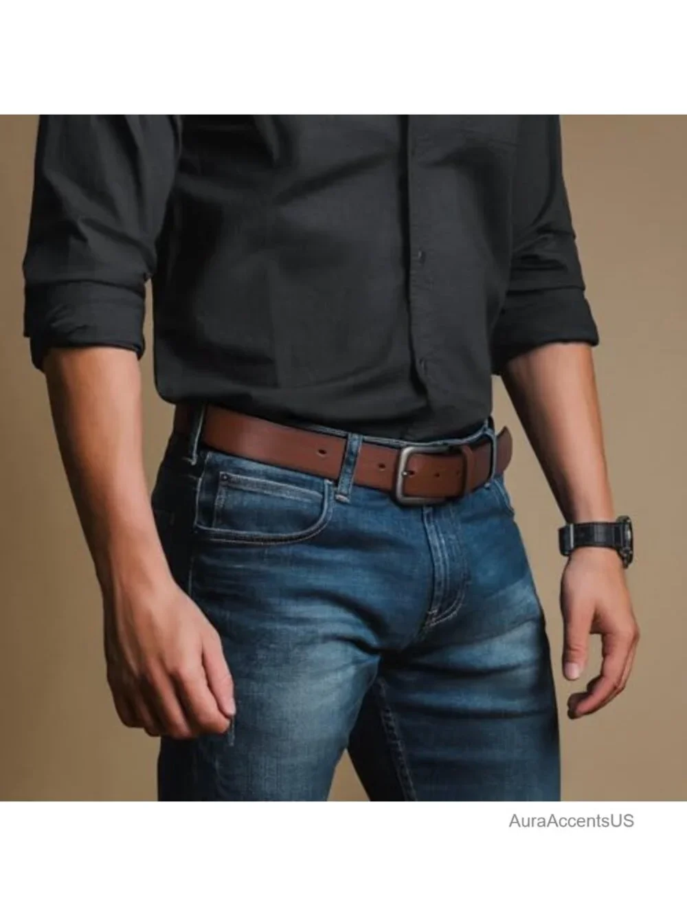 Men's Genuine Leather Belt, 1.5